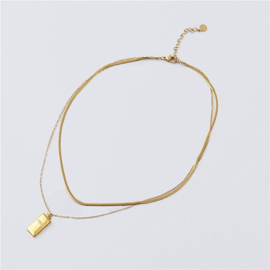 18k Gold Clavicle Chain, Double Link Necklace